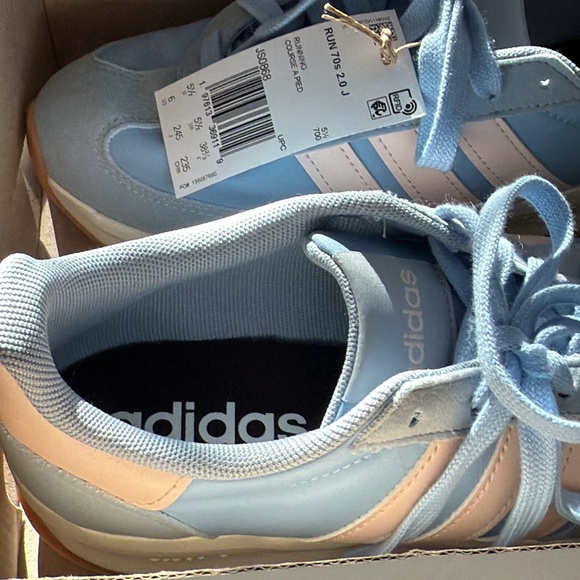 Adidas Kids Light Blue and White Sneakers - Picture 3 of 6